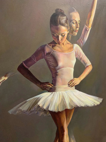 Ballerine 50 x 100 cm Danseuse de ballet Danse de ballet ORIGINAL Unique Huile sur toile