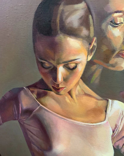 Ballerine 50 x 100 cm Danseuse de ballet Danse de ballet ORIGINAL Unique Huile sur toile