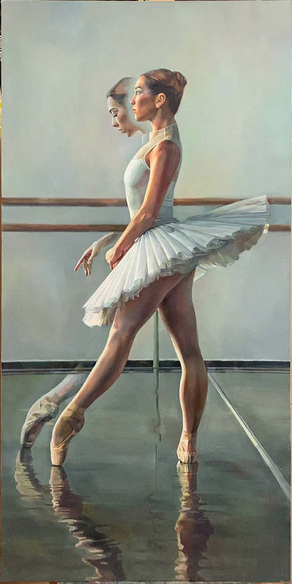 art-Ballerine 50 x 100 cm Danseuse de ballet Danse de ballet ORIGINAL Unique Huile sur toile