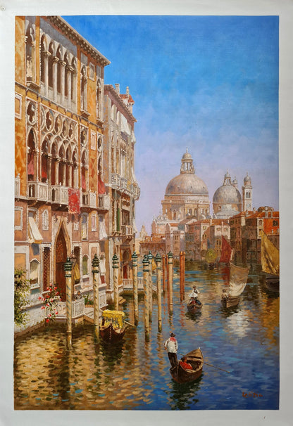 art-decoration-tableau-peinture-huile-toile-d'apres Rubens Santoro - Le Grand Canal Venise