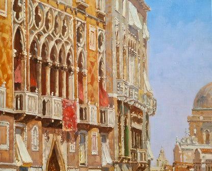 art-decoration-tableau-peinture-huile-toile-d'apres Rubens Santoro - Le Grand Canal Venise