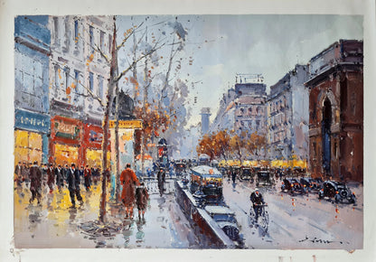 art-decoration-tableau-peinture-huile-toile-Porte Saint-Martin Paris