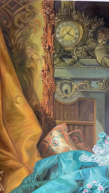 art-portrait-madame-Pompadour-peinture-huile-toile-d'apres Boucher - Kikooyou Art Gallery