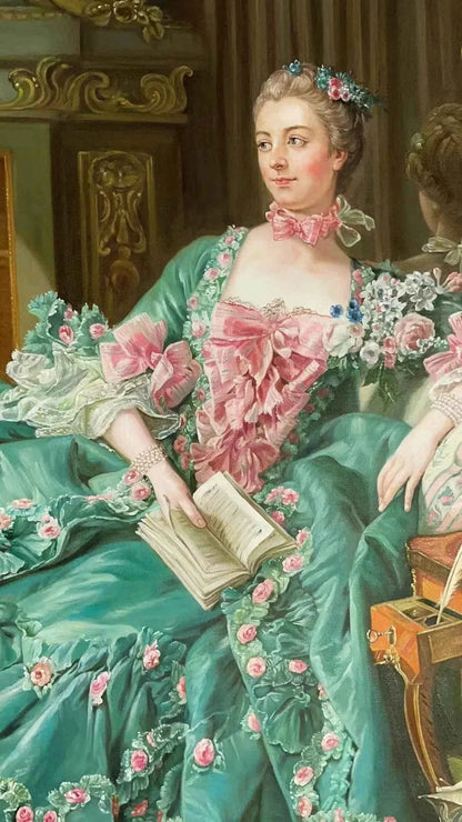 art-portrait-madame-Pompadour-peinture-huile-toile-d'apres Boucher - Kikooyou Art Gallery