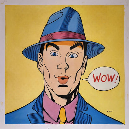 art-pop-portrait-masculin-homme-chapeau-peinture-huile-toile