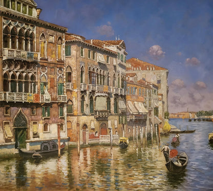 art-decoration-tableau-peinture-huile-toile-paysage-marin-canal-Venise