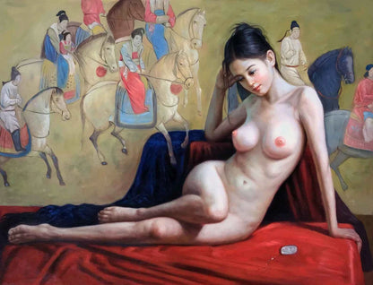 art-érotique-nue-intégrale-femme-asiatique-peinture-huile sur toile