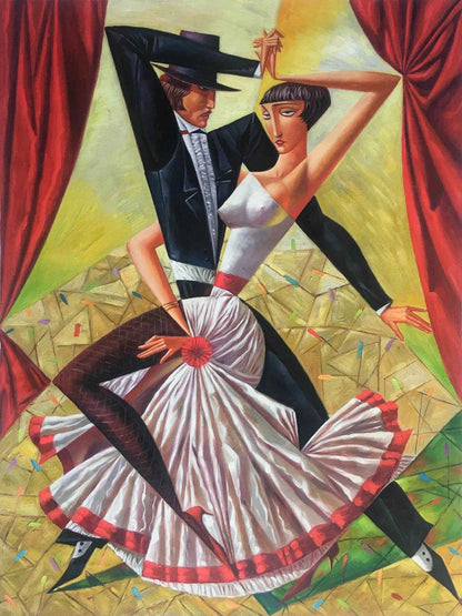 art-moderne-danseurs-tango-peinture-huile-toile