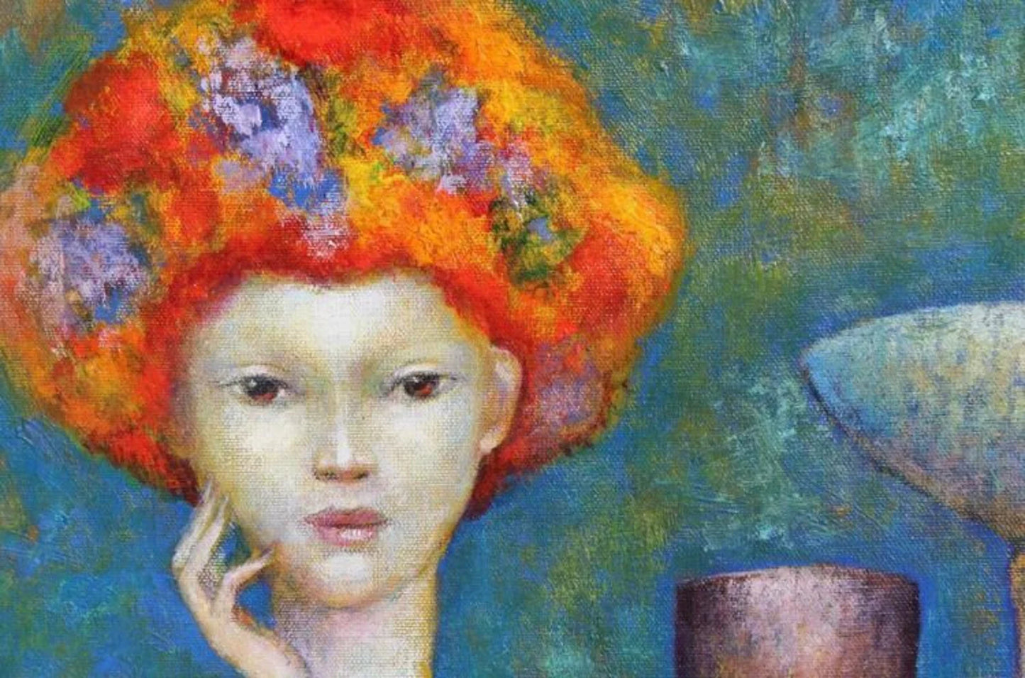 art-decoration-tableau-peinture-huile-toile-moderne-portrait-feminin-femme-personnage-nue--d'aprés LEONOR FINI