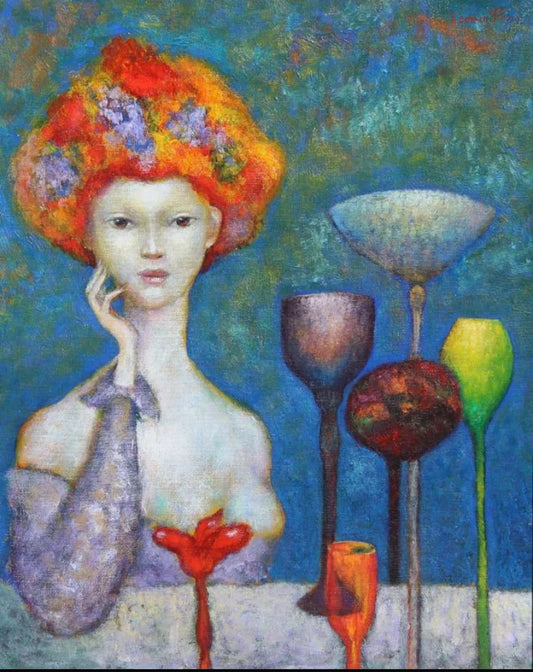 art-decoration-tableau-peinture-huile-toile-moderne-portrait-feminin-femme-personnage-nue--d'aprés LEONOR FINI