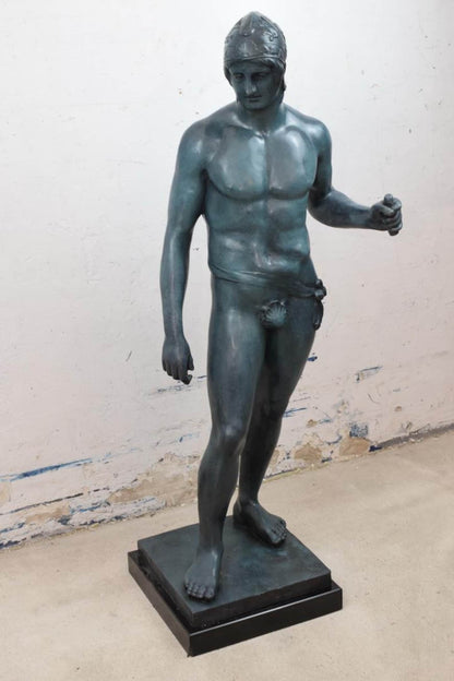 art-érotique-statue-bronze-male-homme-nu-Statue d'Arès Borghèse en bronze : sculpture de guerrier grec, - Kikooyou Art Gallery