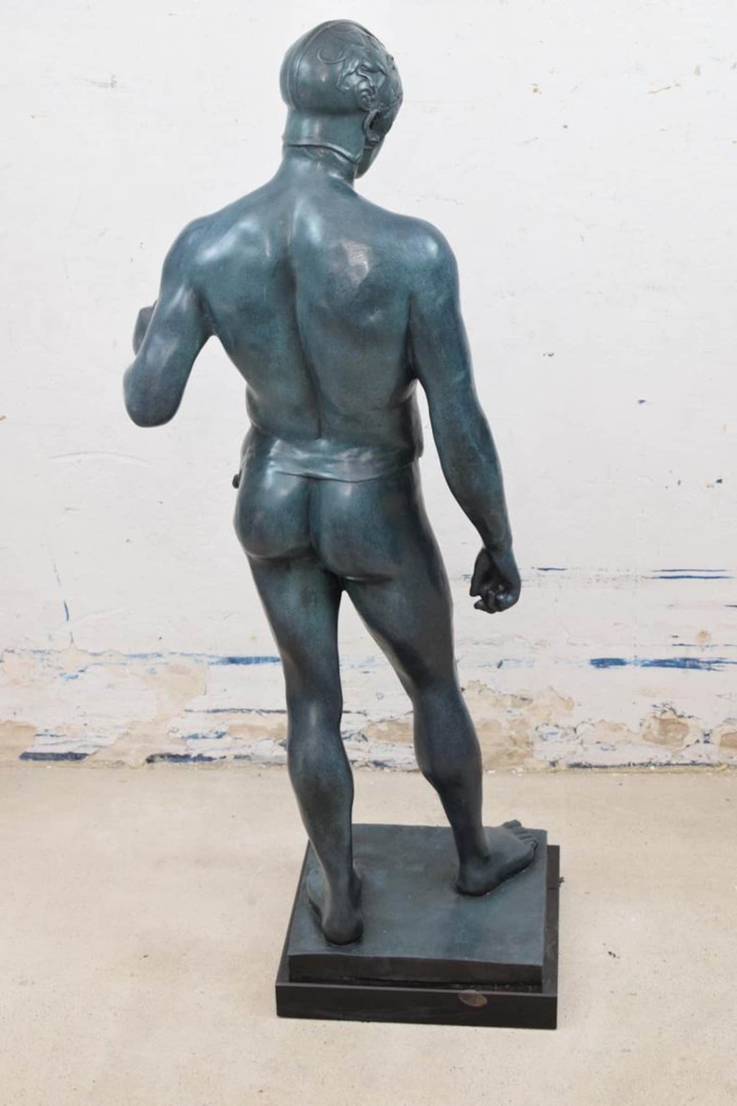 art-érotique-statue-bronze-male-homme-nu-Statue d'Arès Borghèse en bronze : sculpture de guerrier grec, - Kikooyou Art Gallery