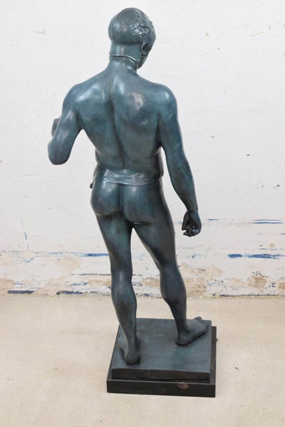 art-érotique-statue-bronze-male-homme-nu-Statue d'Arès Borghèse en bronze : sculpture de guerrier grec, - Kikooyou Art Gallery