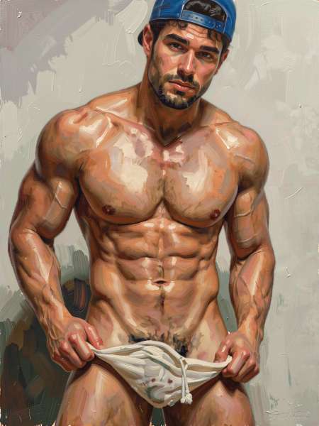 peinture huile sur toile faite sur commande - PORTRAIT BOGOSSE SEXY