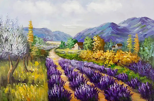art-paysage-campagne-champ-lavande-peinture-huile-toile