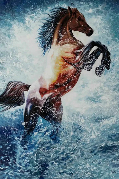 art-moderne-animal-cheval-peinture-huile-toile