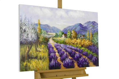 art-paysage-campagne-champ-lavande-peinture-huile-toile