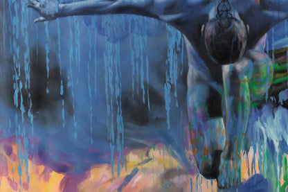 art-moderne-portrait-masculin-homme-bleu-peinture-huile-toile