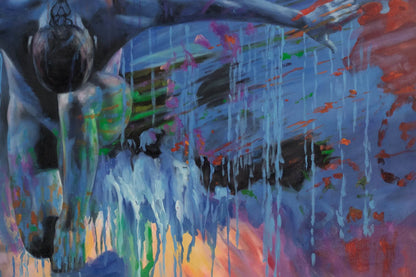 art-moderne-portrait-masculin-homme-bleu-peinture-huile-toile