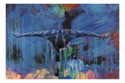 art-moderne-portrait-masculin-homme-bleu-peinture-huile-toile