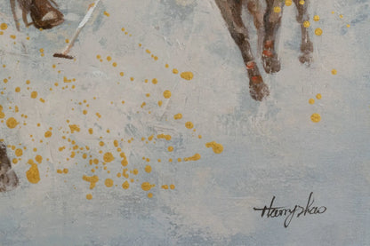 art-moderne-scene-vie-joueurs-polo-toile-originale-homme-huile-toile