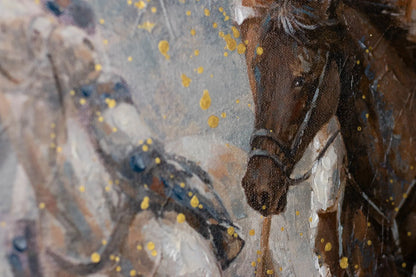 art-moderne-scene-vie-joueurs-polo-toile-originale-homme-huile-toile