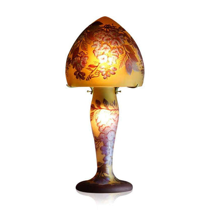 Lampe-en verre multicouche-gravée à l’acide-décor Art nouveau