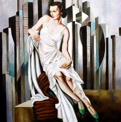 art-deco-portrait-feminin-femme-lady-bott-peinture-huile-toile