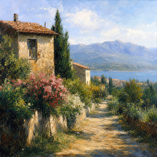 peinture huile sur toile faite sur commande - PAYSAGE VILLAGE