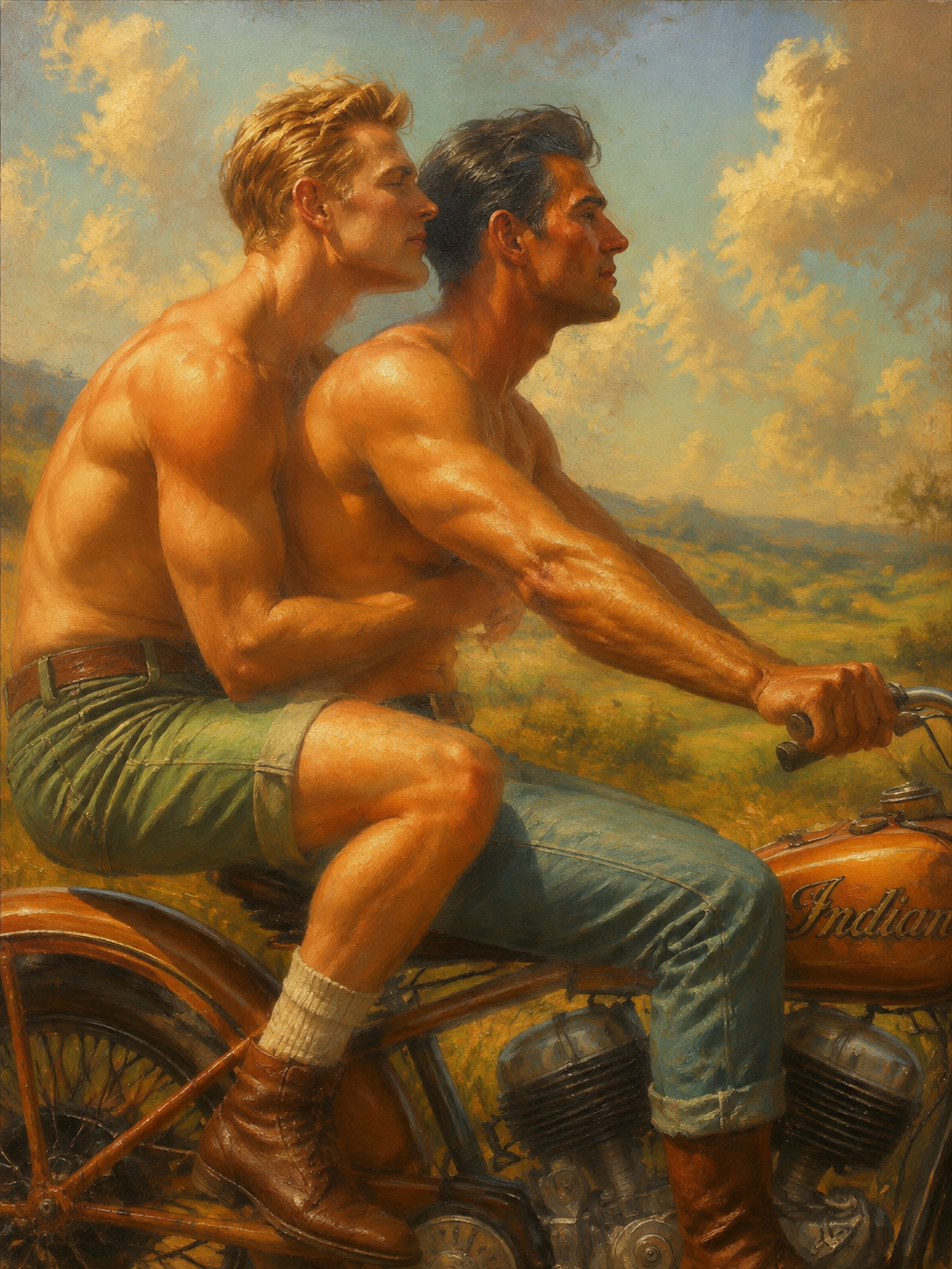 peinture huile sur toile faite sur commande - PORTRAIT BOGOSSE GAY LOVERS