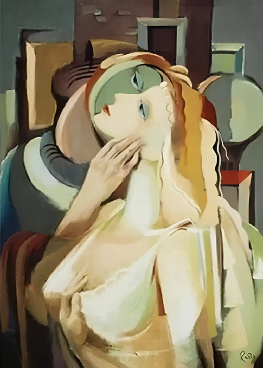 art-moderne-portrait-feminin-femme-peinture-huile sur toile