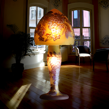 Lampe-en verre multicouche-gravée à l’acide-décor Art nouveau