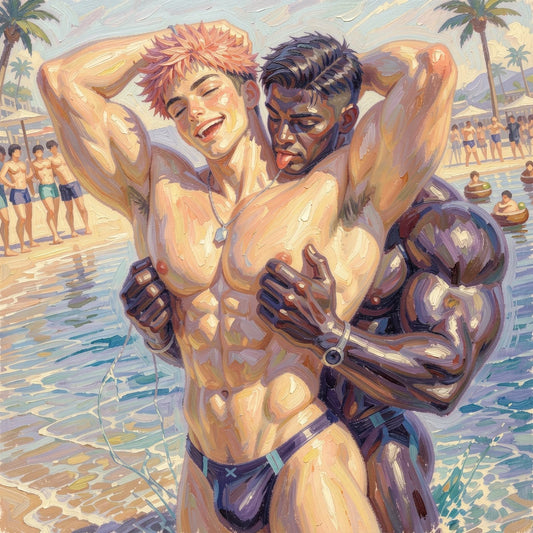 peinture huile sur toile faite sur commande - PORTRAIT BOGOSSE GAY LOVERS