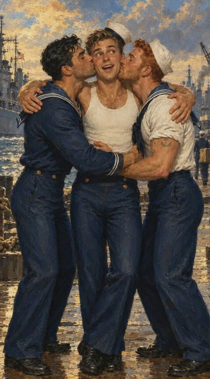 peinture huile sur toile faite sur commande - PORTRAIT BOGOSSE GAY LOVERS ARMY