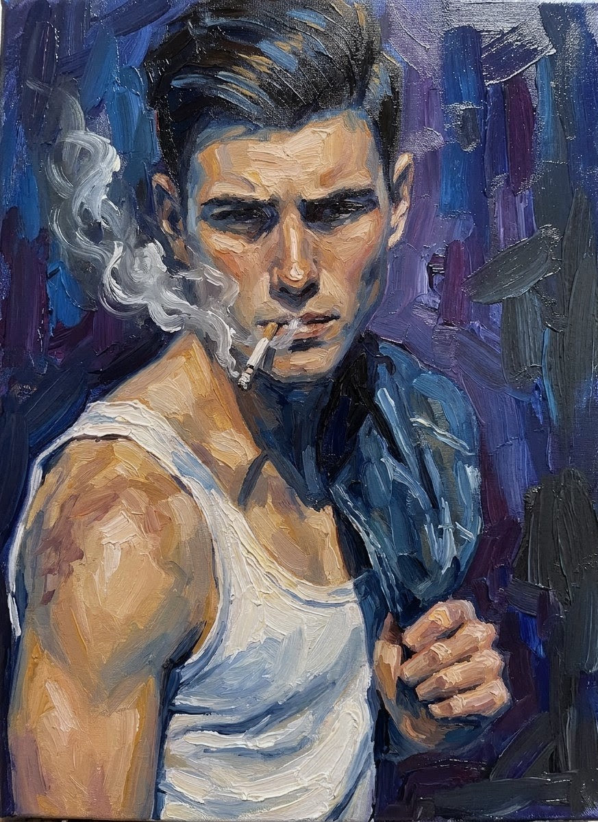 peinture huile sur toile faite sur commande - PORTRAIT BOGOSSE SEXY