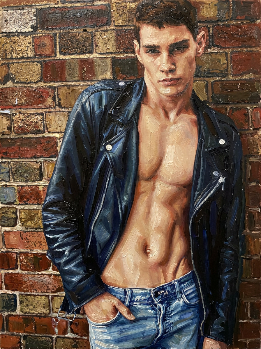 peinture huile sur toile faite sur commande - PORTRAIT BOGOSSE SEXY