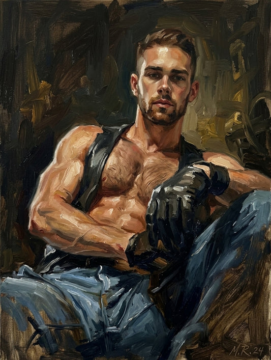 peinture huile sur toile faite sur commande - PORTRAIT BOGOSSE CUIR