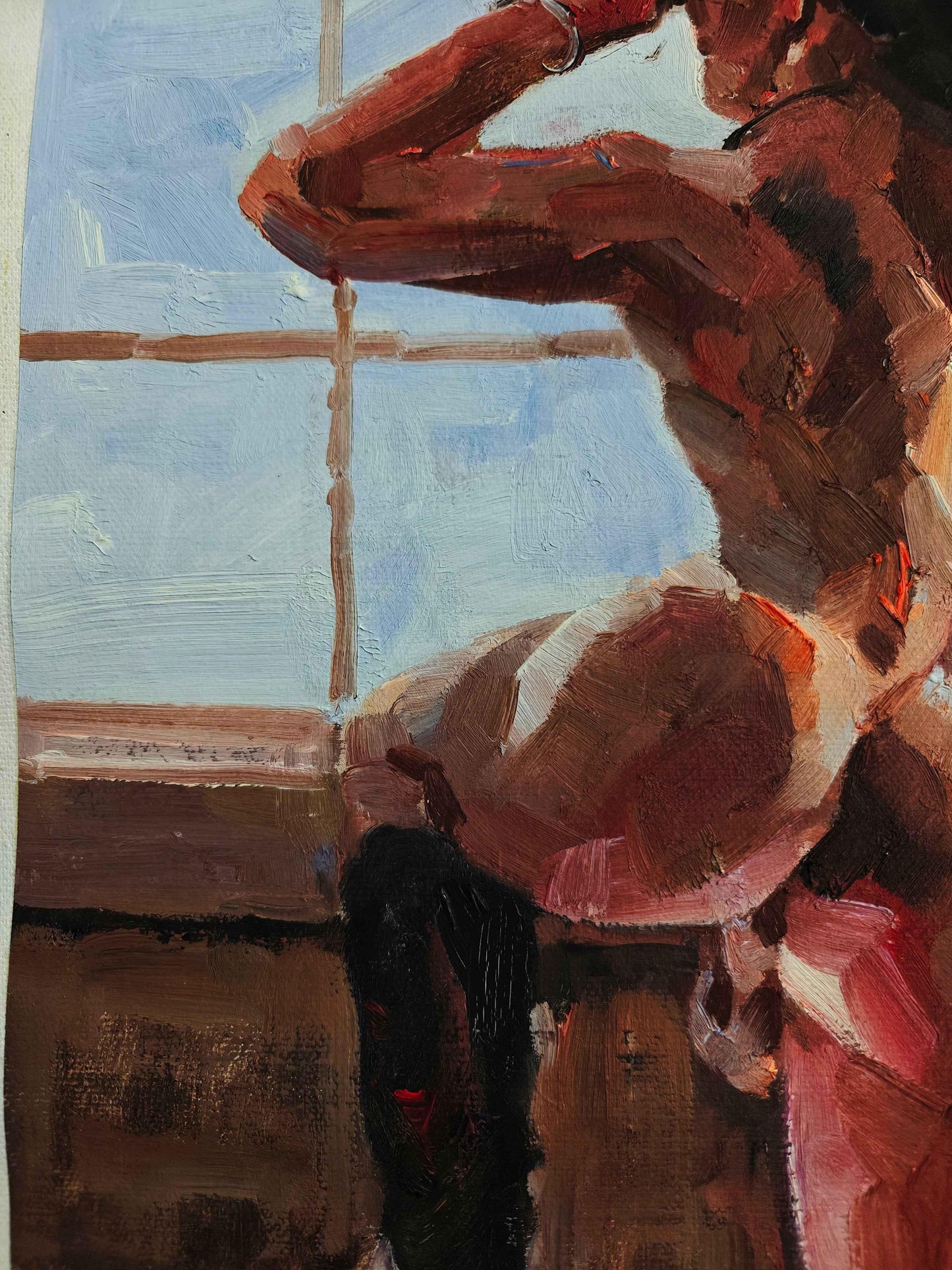 art-decoration-tableau-peinture-huile-toile-portrait-homme-nu-male-tbm-intégrale-cowboy - Kikooyou Art Gallery