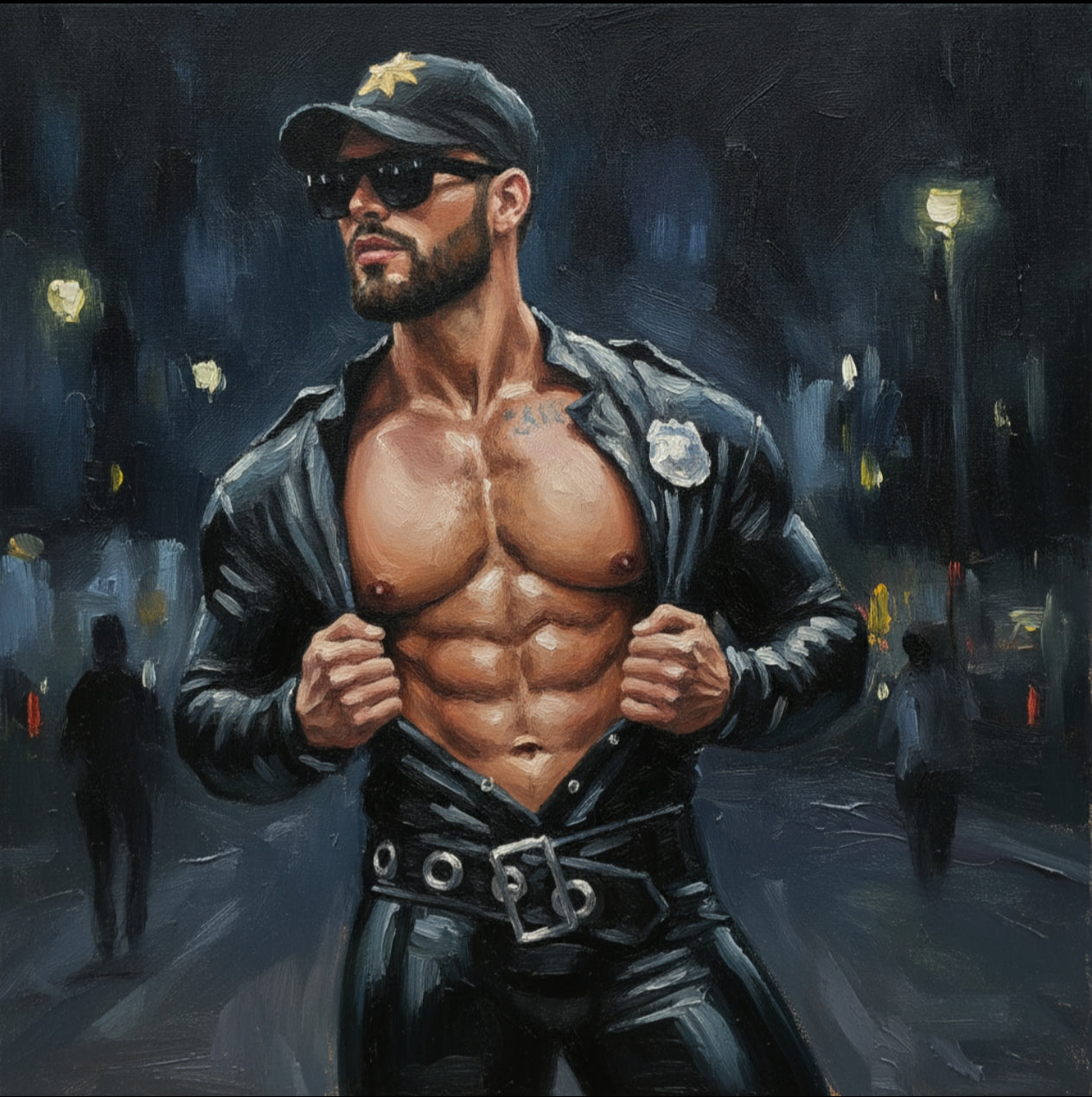 peinture huile sur toile faite sur commande - PORTRAIT BOGOSSE CUIR