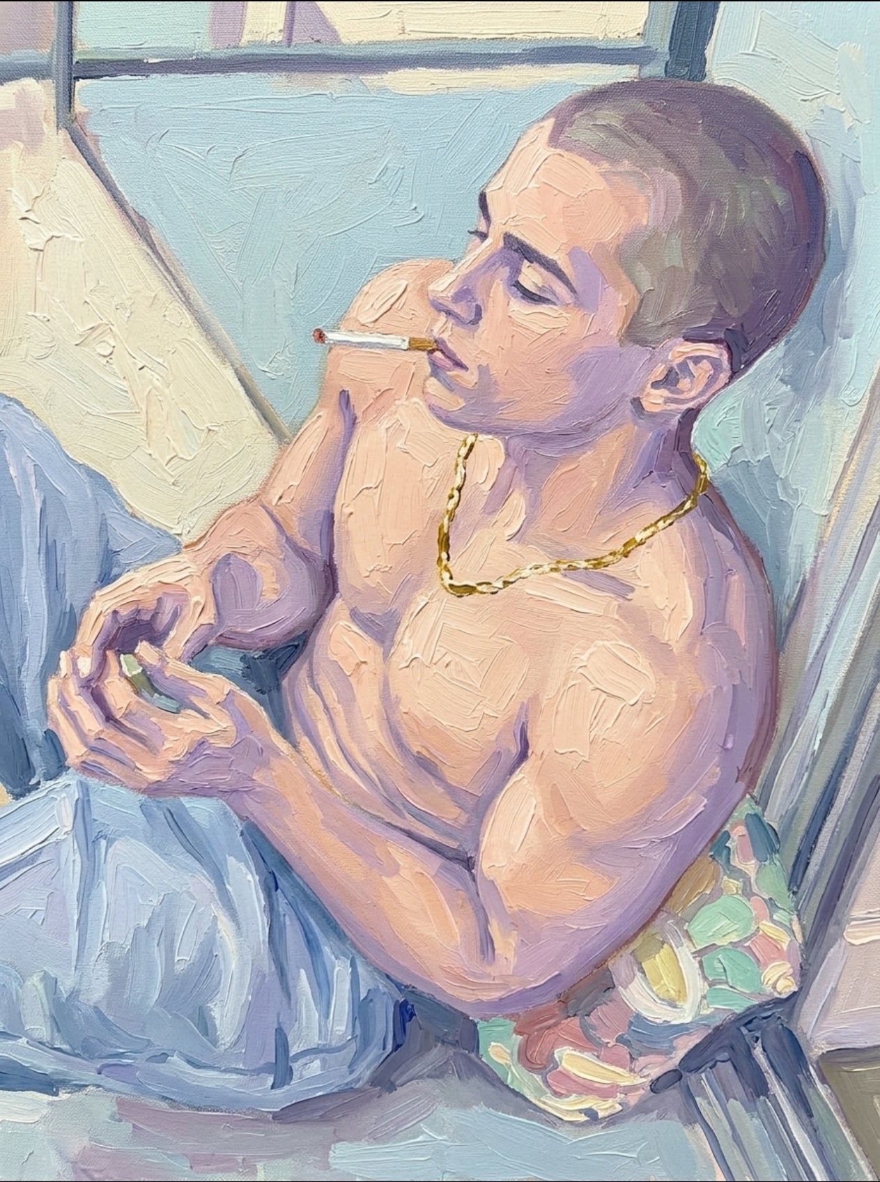 peinture huile sur toile faite sur commande - PORTRAIT BOGOSSE AUTRE TEMPS GAY