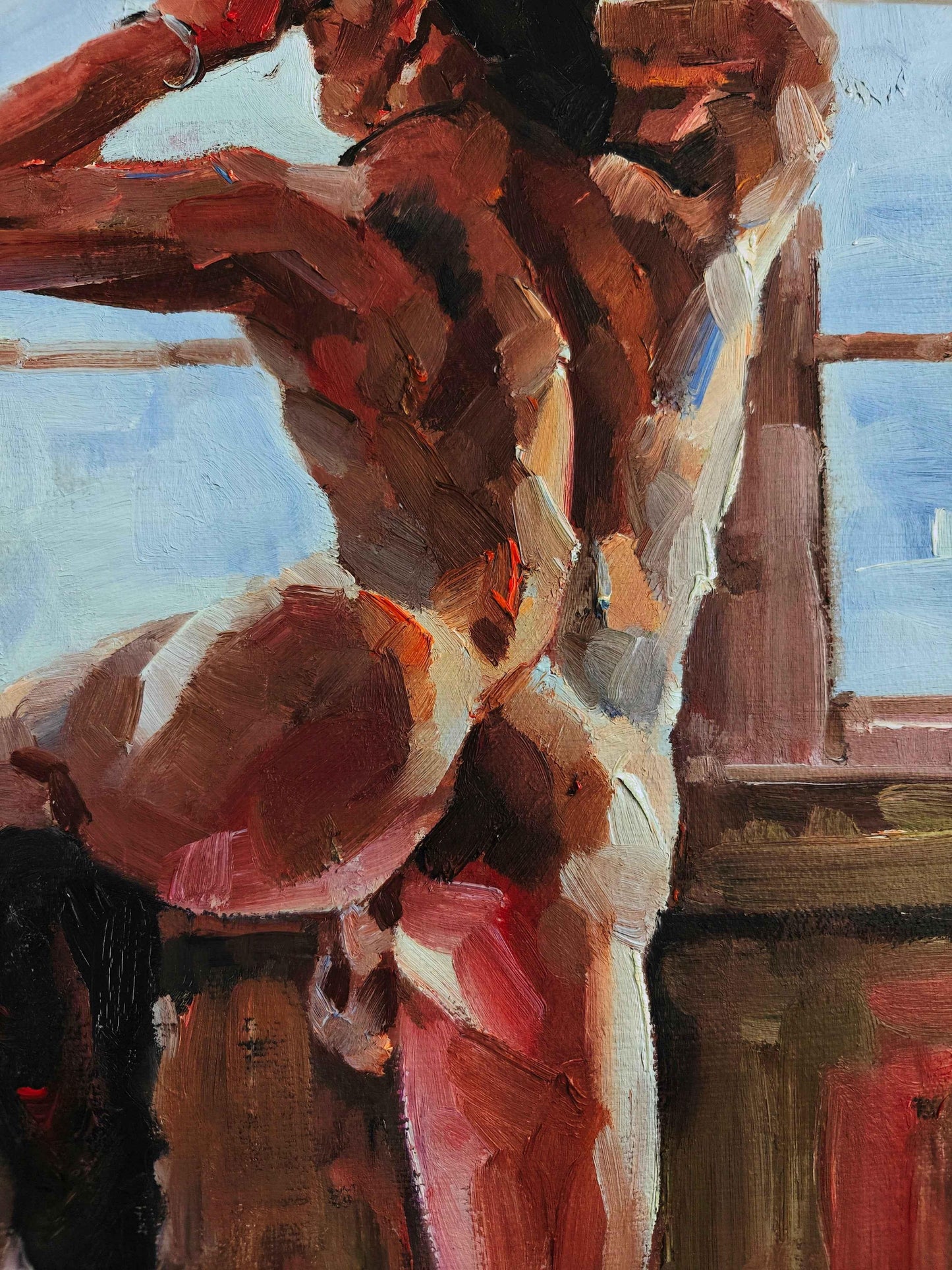 art-decoration-tableau-peinture-huile-toile-portrait-homme-nu-male-tbm-intégrale-cowboy - Kikooyou Art Gallery