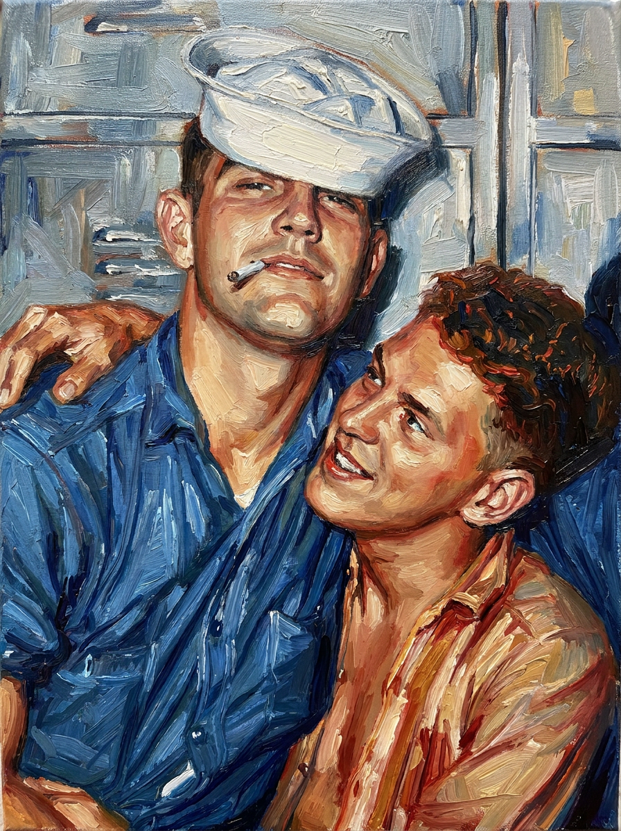 peinture huile sur toile faite sur commande - PORTRAIT BOGOSSE GAY LOVERS