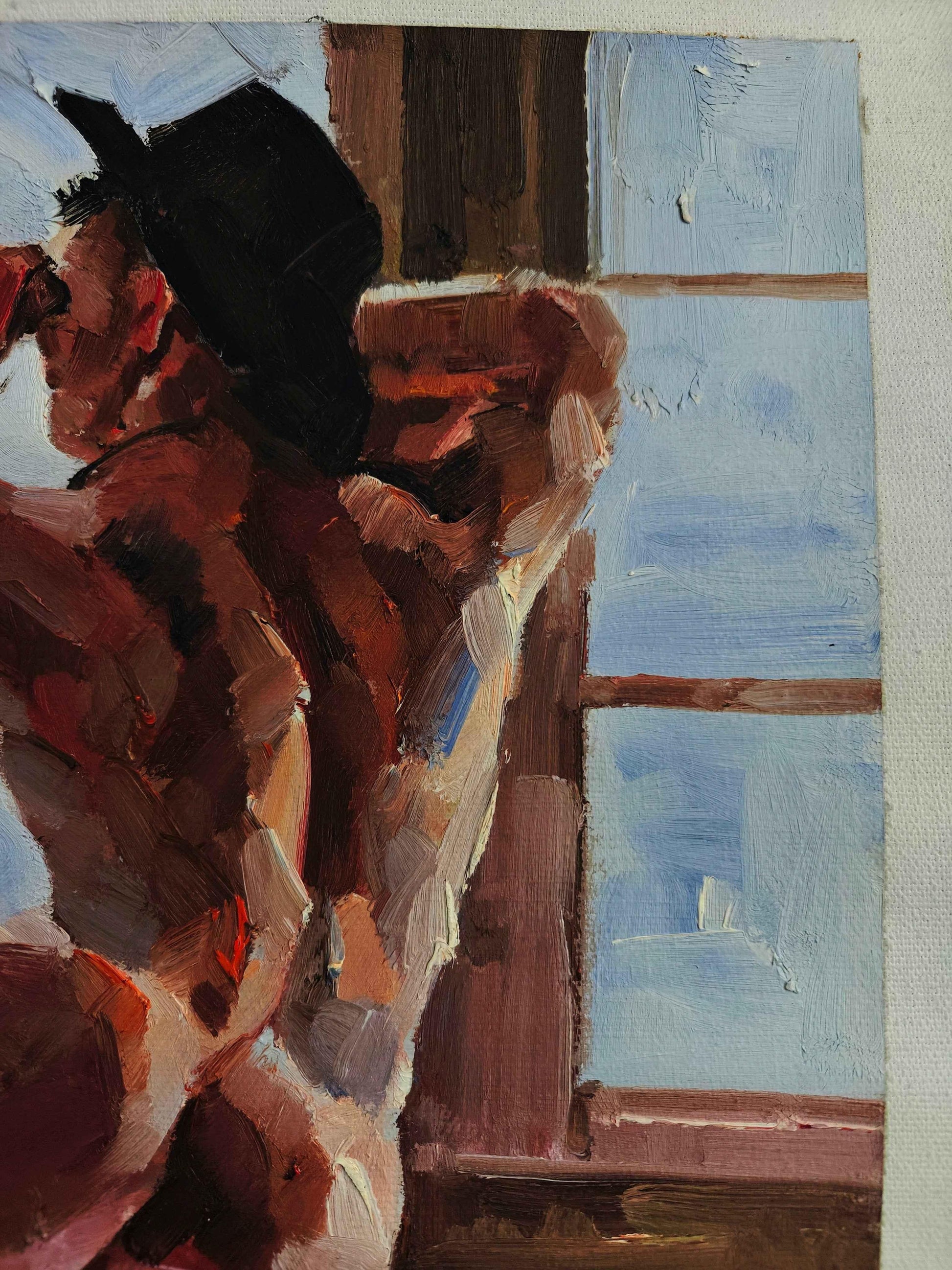 art-decoration-tableau-peinture-huile-toile-portrait-homme-nu-male-tbm-intégrale-cowboy - Kikooyou Art Gallery