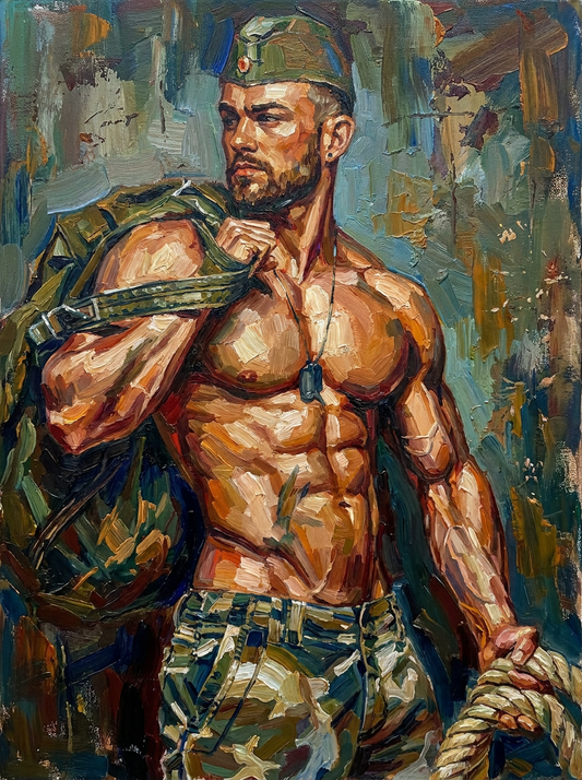 peinture huile sur toile faite sur commande - PORTRAIT BOGOSSE SOLDAT