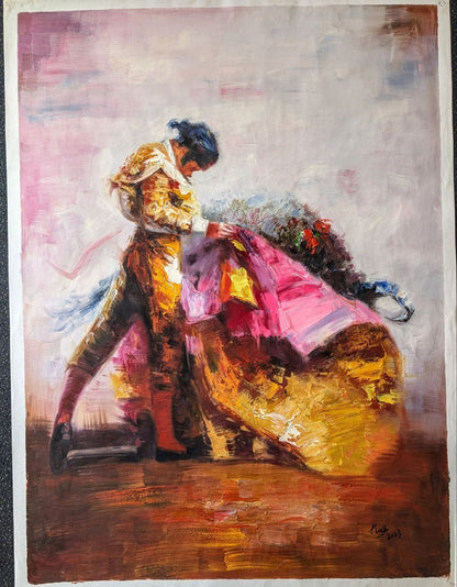 art-peinture-corrida-tableau ancien Matador torero