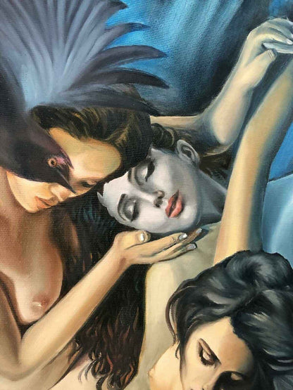 femme nue originale peinture surréaliste huile sur toile signée