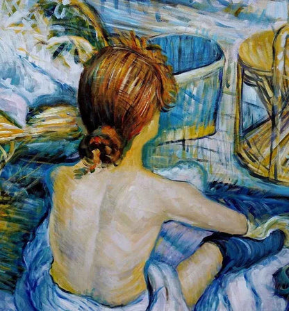 art-femme nue à la toilette- peinture-huile sur toile