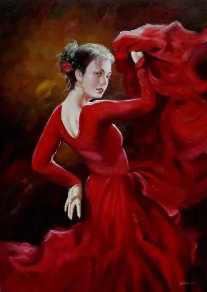 art-Peinture à l'huile sur toile -danseuse de flamenco-érotique - Kikooyou Art Gallery