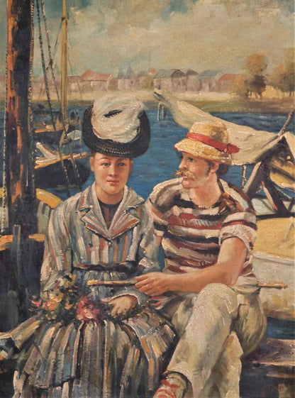 art-scène de vie-personnages-argenteuil-peinture huile sur toile-d'après Manet