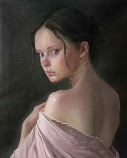 art-portrait-jeune-fille-yeux-clairs-peinture-huile-toile - Kikooyou Art Gallery